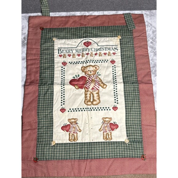 Handmade Vintage Quilted Christmas Wall Hanging 26”x19.5” Beary Merry Christmas - Picture 1 of 8